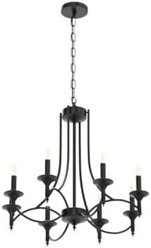 Black Industrial Chandelier with 8-Light Candle Stems