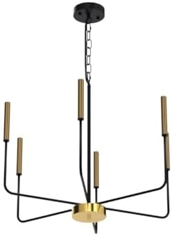 Modern Farmhouse Chandelier with 6 Lights Black and Gold