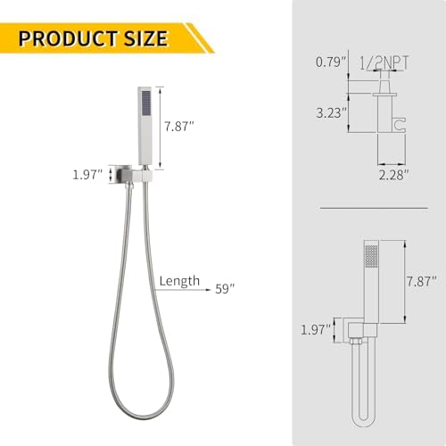 INAGE Brass Handheld Shower Head Set with 59 Hose and Swivel Bracket