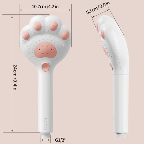 Cute Cat Paw Shower Head - 3 Spray Modes 25 GPM White