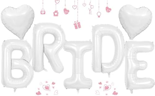 40 Inch White BRIDE Letter Balloons Set