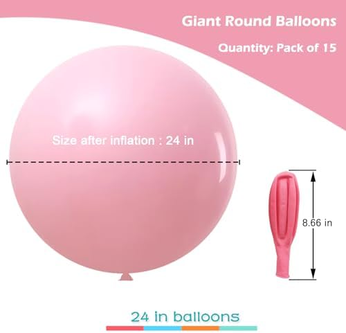 IN-JOOYAA 15Pcs 24 Inch Light Pink Balloons