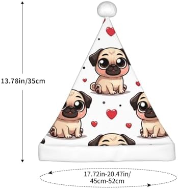 Augenstern Christmas Hat with Cartoon Pugs and Hearts