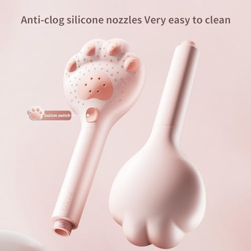 Cute Cat Paw Shower Head - 3 Spray Modes 25 GPM Pink 1
