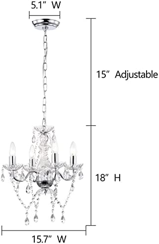 Modern Chrome Chandelier with 4 Crystal Lights