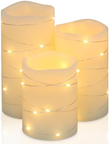 H-BLOSSOM Flameless Candles with LED Lights Set of 3