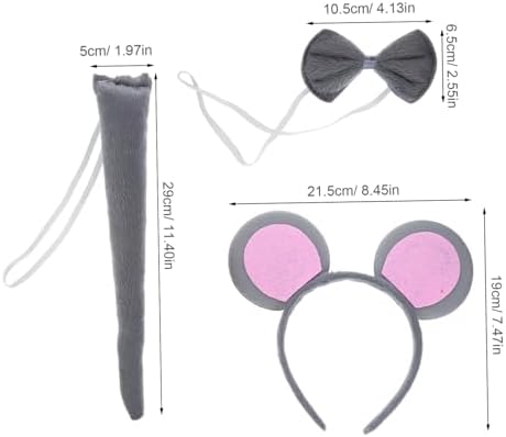 Unomor Mouse Ears Headband Set with Bowtie and Tail