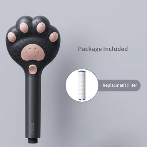 Cute Cat Paw Shower Head - 3 Spray Modes 25 GPM Black