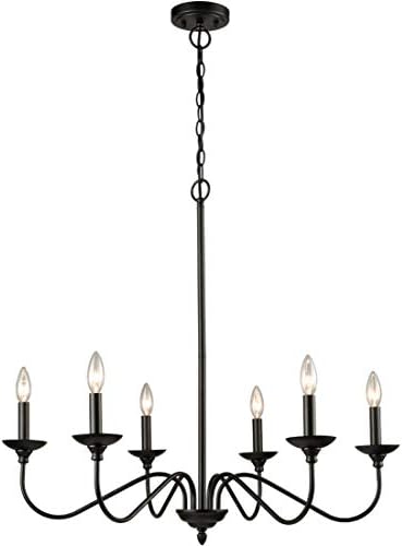 Modern Farmhouse Black Chandelier 6 Light Chain Design