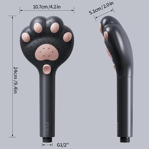 Cute Cat Paw Shower Head - 3 Spray Modes 25 GPM Black