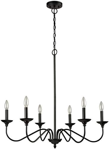 Modern Farmhouse Black Chandelier 6 Light Chain Design