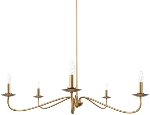 Modern Gold Chandelier 5 Light Adjustable Height