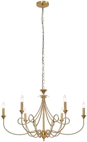 6-Light Modern Chandelier with Brass Finish