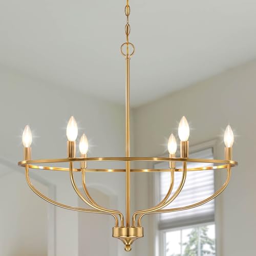 Gold Chandelier for Dining Room 6 Light