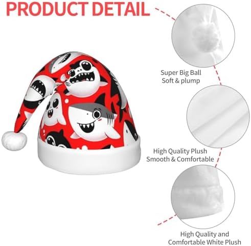Augenstern Christmas Hat Cute Cartoon Shark Santa Hat Unisex