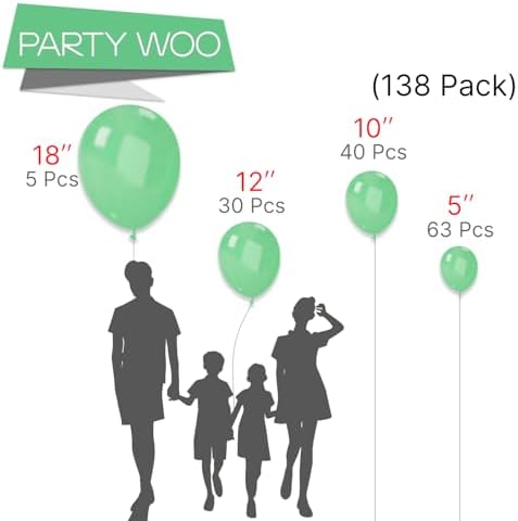 PartyWoo Light Green Balloons 138 Piece Arch Garland Kit