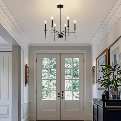 Qamra 6 Light Black Metal Chandelier
