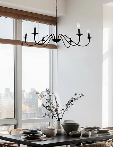 L LOHAS LED 6-Light Black Farmhouse Chandelier