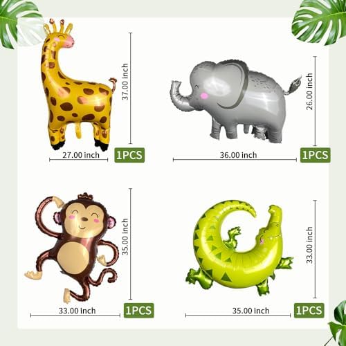 Zoo Animal Foil Balloon Set for Parties