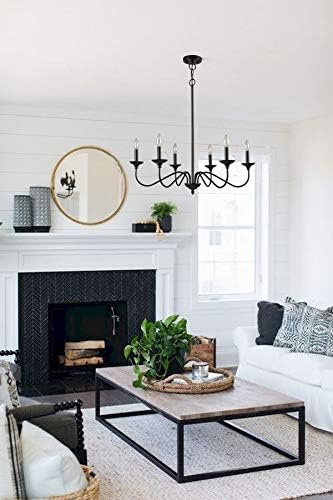 Modern Farmhouse Black Chandelier 6 Light Chain Design