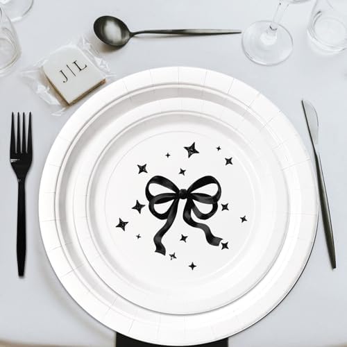 Black Bow Birthday Tableware Set - 96Pcs for 24 Guests