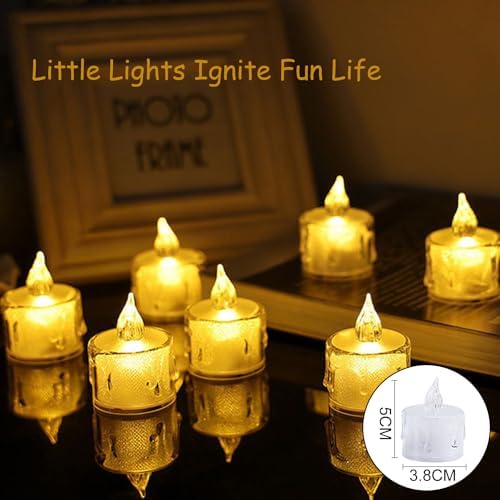 12 Pack Crystal LED Tea Light Candles for Decorations