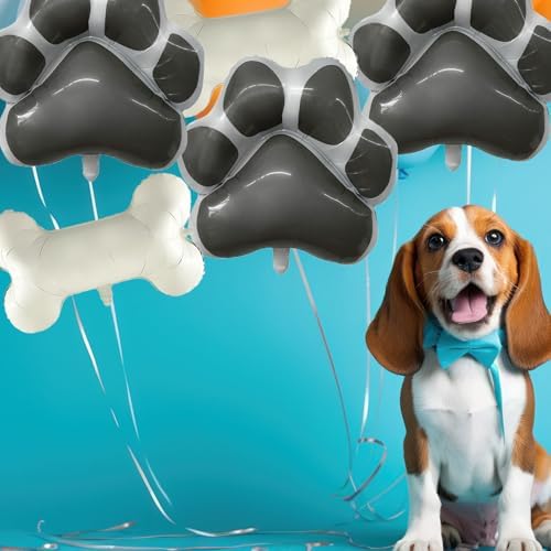 4Pcs Dog Party Balloons Decorations Bone Dog Paw Shaped