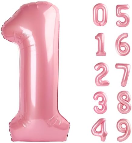 Light Pink 1st Birthday Foil Balloon 40 Inch Number Decor