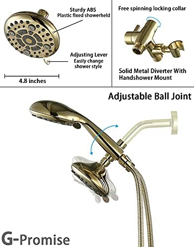 G Promise High Pressure Dual Shower Head Combo with 72 Inch Hose