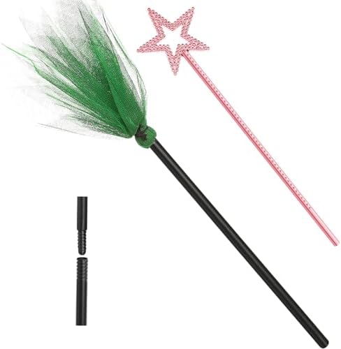 Halloween Witches Broom and Wand Set for Costume Parties