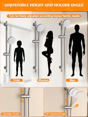 Handheld Shower Head with Slide Bar and 59-Inch Hose