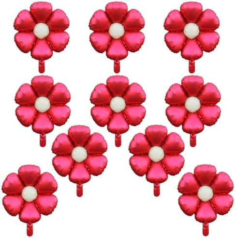 ZHENGYE Daisy Balloons 10 Pack Red Party Decorations