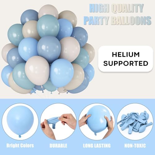 Paeyeq 12 Inch Blue White Balloons 60pcs Set