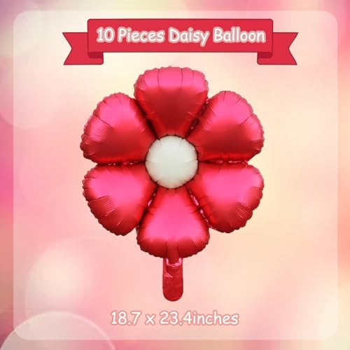 ZHENGYE Daisy Balloons 10 Pack Red Party Decorations