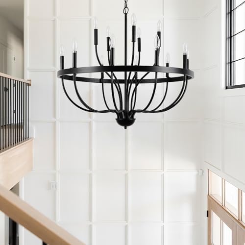 Black 15-Light Industrial Candle Chandelier