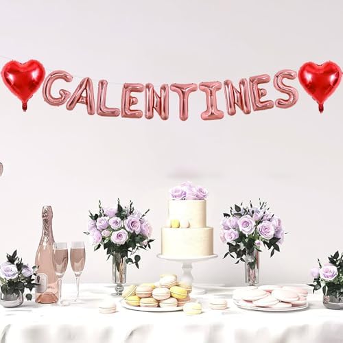 TONIFUL 16 Inch Rose Gold Galentines Letter Balloons