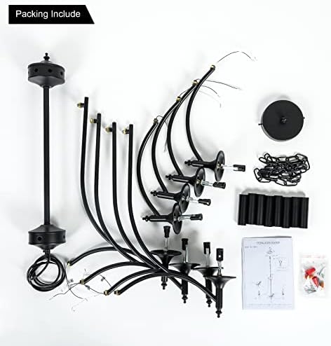 Black Industrial Chandelier with 8-Light Candle Stems