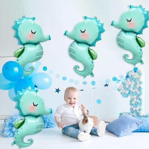 4PCS Large Seahorse Balloons Ocean Birthday Decorations