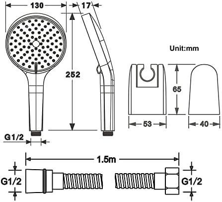High Pressure ABS Hand Held Showerhead with Holder and Hose Set