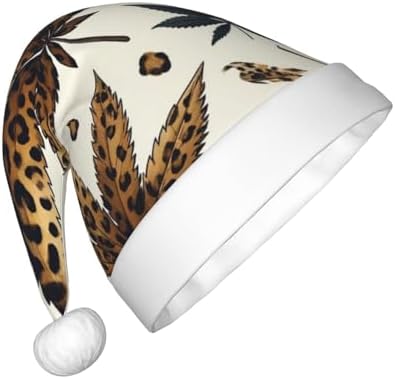 Augenstern Christmas Hat With Marijuana Leaf Leopard Print Unisex Santa Hat