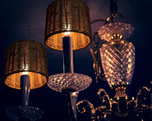 6 Piece Clip On Chandelier Shades Rattan Lamp Shades