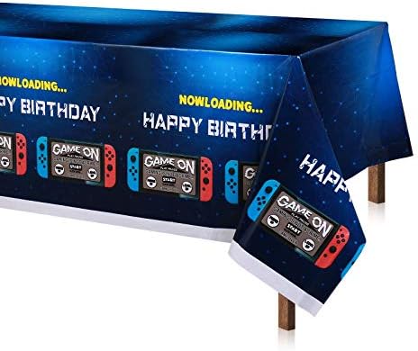 2Pcs Blue Video Game Party Tablecloth 54x108In