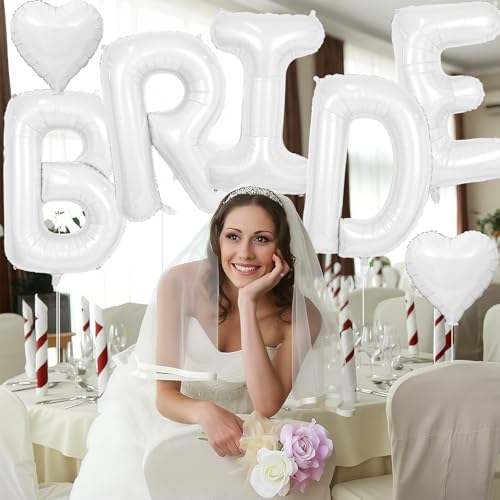 40 Inch White BRIDE Letter Balloons Set