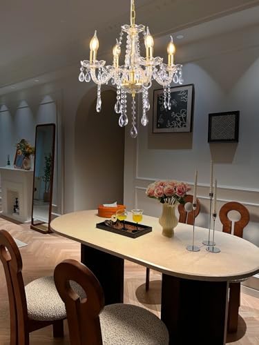 Small Gold Crystal Chandeliers 4 Lights Modern Mini Chandelier