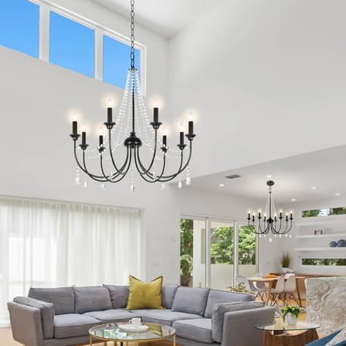 BesLowe 8-Light Crystal Chandelier Modern Farmhouse Style