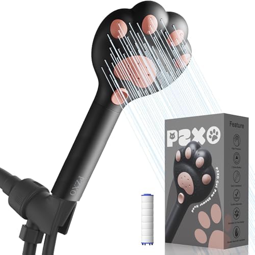 Cute Cat Paw Shower Head - 3 Spray Modes 25 GPM Black