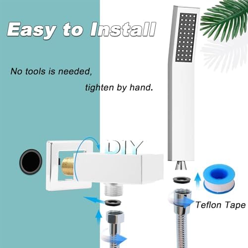 Bellearly Chrome Handheld Shower Head with Hose and Holder