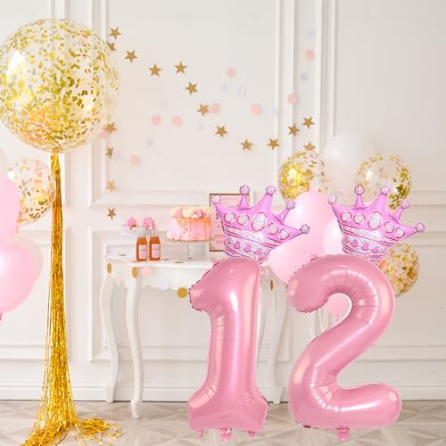 40 Inch Pink Crown Number 15 Balloons