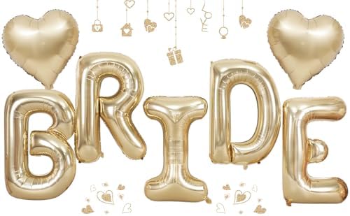 40 Inch Champagne Gold Bride Letter Balloons Set