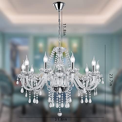 Panghuhu88 10 Light Crystal Chandelier Modern Elegant Pendant Ceiling Fixture